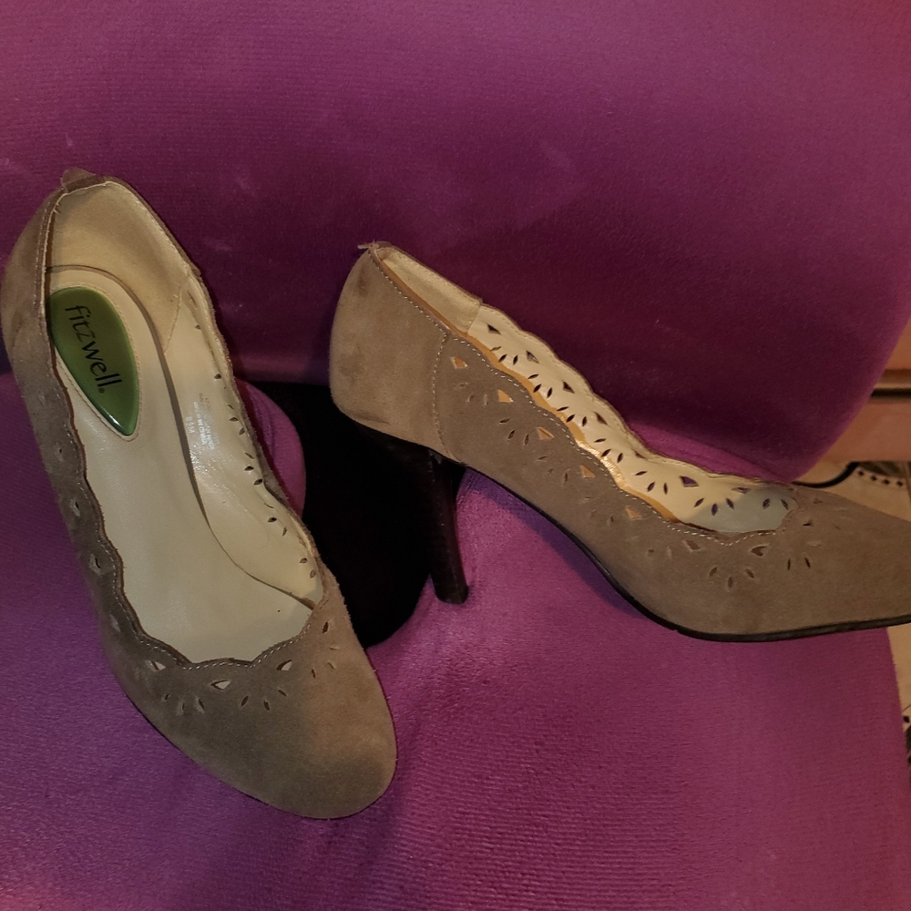Fitzwell Taupe Scalloped Heels 9